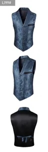 Chaleco de traje para hombre vintage paisley jacquard con solapa botonadura simple.