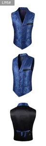 Chaleco Hombre Vintage Paisley Jacquard Cuello Traje Monotono Boda Novio Fiesta Casual