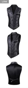Detalle de chaleco de traje jacquard paisley vintage para hombre con botones y tira