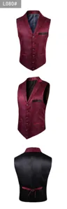 Chaleco hombre retro jacquard paisley solapa elegante boda formal vista de detalles