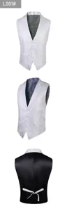 Chaleco de traje vintage con jacquard paisley para hombre, solapa casual y detalles traseros.