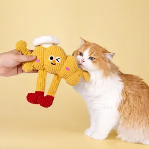 Cat waffle plush toy cute interactive chew teething toy with catnip for cute kitten
