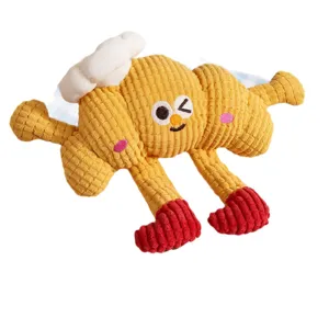 Cute waffle plush cat toy with funny legs and squeaker, soft bite-resistant pet toy.