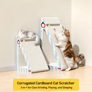 Tiragraffi Per Gatti Triangolo Cartone Corrugato Affilatura Unghie Con Giocattolo A Palla Integrato Motivo Mela Forniture Per Gatti