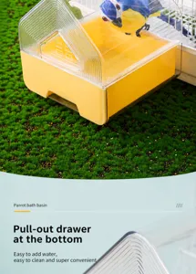 Vasca da bagno per pappagalli accessorio gabbia design a casetta con cassetto per una pulizia
