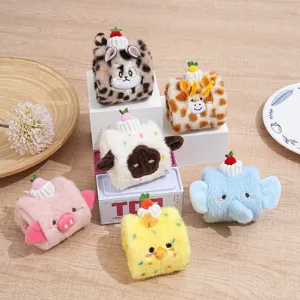 Detailed view of cute Swiss roll animal plush cat toys with crinkle paper, assorted cute plushies.