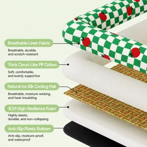 Breathable 5-layer cooling pet mat, anti-slip dog bed for summer comfort and joint support.