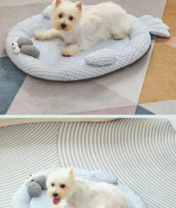 Detailed view of the cute whale-shaped cooling pet mat with textured breathable fabric.