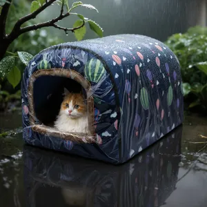 Outdoor Waterproof Cat House Warm Winter Stray Cat Shelter Enclosed Pet Tent Thickened Waterproof Pet Bed