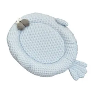 Cute blue pet cooling mat for dogs and cats, summer breathable sleeping pad with animal shape.