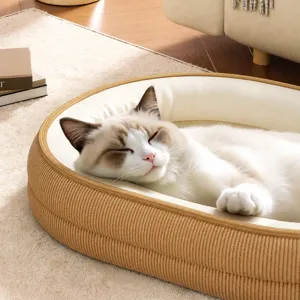 Comfortable pet bed for cats and small dogs, warm winter washable plush dog sleeping mat.