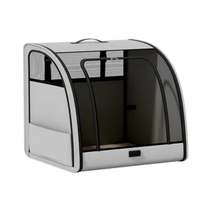 Foldable pet car seat carrier portable breathable mesh dog cat travel cage grey color supply
