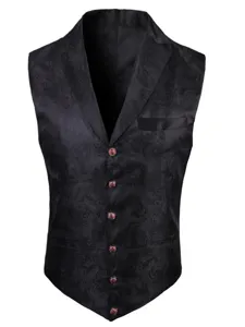 Chaleco de traje vintage de jacquard paisley para hombre formal y casual top