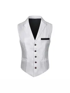 Chaleco de Traje Hombre Vintage Jacquard Paisley Slim Fit Formal Casual Boda Elegante