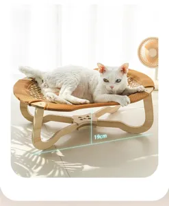 Amaca per gatti in legno letto sospeso estivo tappetino in rattan traspirante per animali