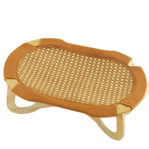 Letto amaca per gatti in rattan intrecciato con telaio curvo in legno per l'estate
