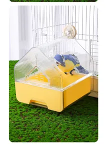 Vaschetta da bagno trasparente per pappagalli, accessorio per gabbia anti-schizzo.