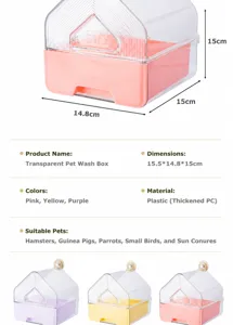 Resistente casa vasca da bagno trasparente per uccelli pappagalli, accessorio in plastica.
