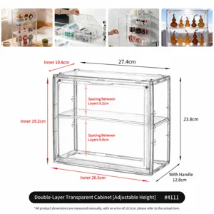 Vitrine en Acrylique Transparent Boîte de Rangement Étanche pour Figurines Étagères Ajustables