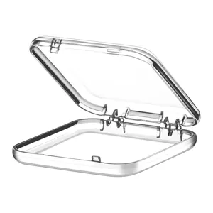 Transparent acrylic powder puff storage box, portable square makeup cushion organizer case.