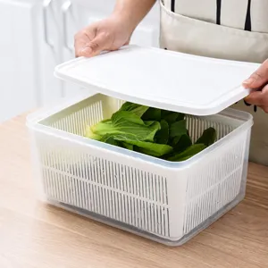 Cesto di scarico in plastica a doppio strato contenitore per alimenti con coperchio per frigorifero.