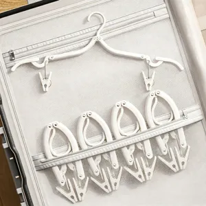 Draagbare Opvouwbare Reis Kledinghanger Kunststof Droogrek Met Clips Voor Zakenreis Hotel Student Ruimtebesparende Hanger