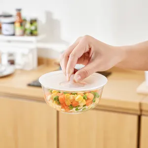 Couvercle de tasse en silicone style japonais avec bol en verre et couvercle de conservation vue principale
