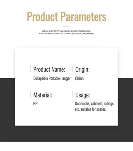 Product specification table for portable foldable clothes hanger with material details