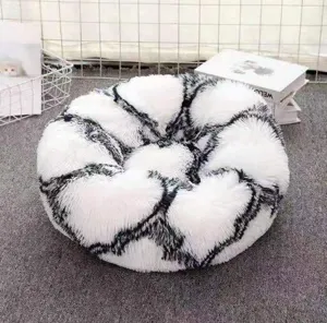 Round Plush Pet Bed Soft Warm Fluffy Sleeping Mat Comfortable Long Fleece Nest For Dogs And Cats Pet Supplies