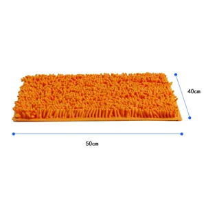Orange chenille pet mat dog sniffing rug soft shaggy mat 50x40cm machine washable use