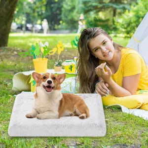 Cama de felpa gris para mascotas estera de sueño cálida de invierno para perros gatos suave