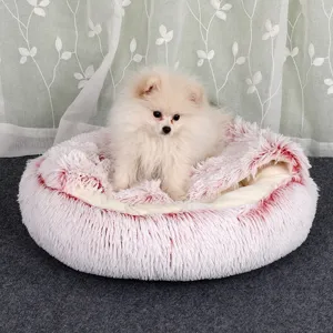 Plüsch rund beruhigend Hundebett weich warm Haustier Höhle Nest für kleine Katzen Welpen gemütlich.