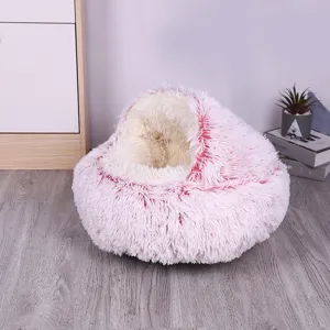 Kuscheliges halboffenes Plüsch Haustierbett für kleine Hunde Katzen warme Kuschelhöhle.