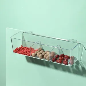 Clear wall-mounted storage box for kitchen cabinet door, hanging organizer basket for pantry.