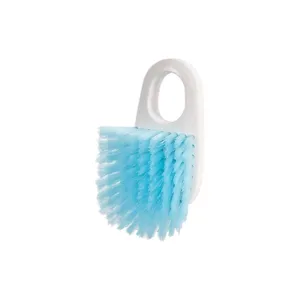 Mini cepillo de limpieza estilo japonés con cerdas azules y agujero para cocina y estufa.