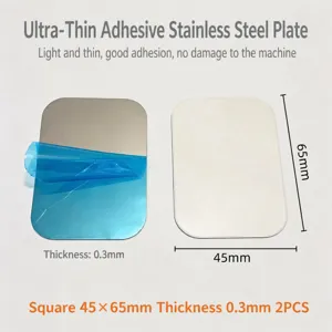 Ultra-thin adhesive stainless steel metal plate for magnetic phone holder mount accessory 2pcs