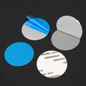 Round metal magnetic suction sheet with adhesive backing and protective film for phone holder.