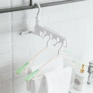 Portable Foldable Clothes Hanger 5 Holes Travel Drying Rack Space Saving Plastic Hanger For Hotel Dormitory Home Wardrobe Storage