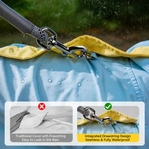 Wasserdichter Hunde Regenmantel All-in-One Leinen Design Kapuze Haustier Regenjacke