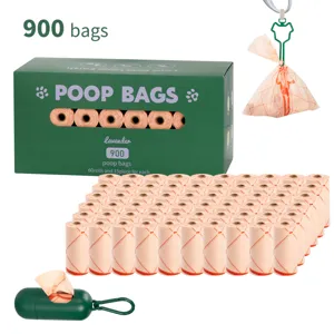 900 sacs à déjections canines avec distributeur, sacs poubelle parfumés à la lavande pour animaux.