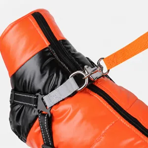 Warm dog winter jacket with integrated harness double D-ring leash waterproof pet coat for large dogs