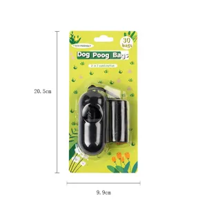 Portable dog poop bag dispenser set with 30 refill bags, convenient pet waste cleanup tool.