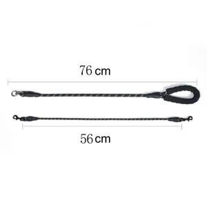 Verstellbare Nylon-Hundeleine mit reflektierenden Fäden und Metallhaken, 76cm und 56cm Länge.