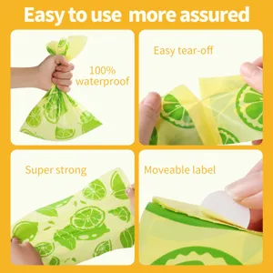 Bolsa de basura para perros biodegradable y resistente al agua con diseño de fácil corte.