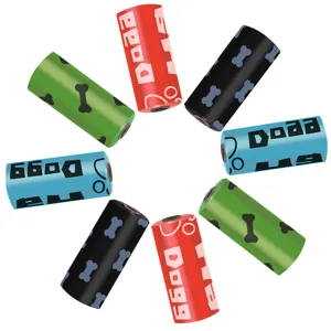 Bolsas de basura coloridas para perros rollos de bolsas higiénicas con estampado de hueso