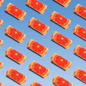 Bolsas biodegradables para excrementos de perro en rollo con estampado de rodajas de naranja