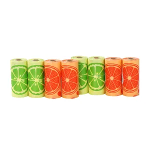 Detalles de rollos de bolsas para excrementos de mascotas con cítricos, bolsas biodegradables.