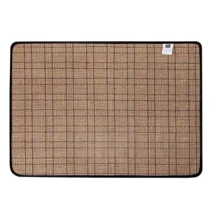 Woven pet cooling mat for summer, bite-resistant dog cat bed pad with black border and label.