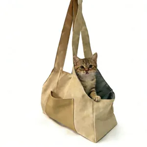 Breathable Linen Pet Carrier Bag Single Shoulder Portable Outdoor Travel Bag For Small Dogs And Cats