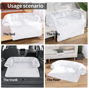Weißes Plüsch Hundesofakissen, flauschige Haustiermatte für Bett, Sofa, Kofferraum und Boden.